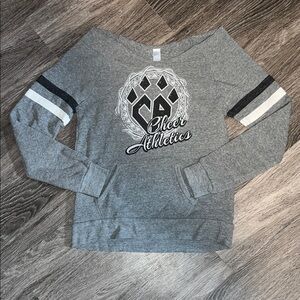 Cheer Athletics Gray Fleece Off the Shoulder Sweatshirt with Front Pocket Large